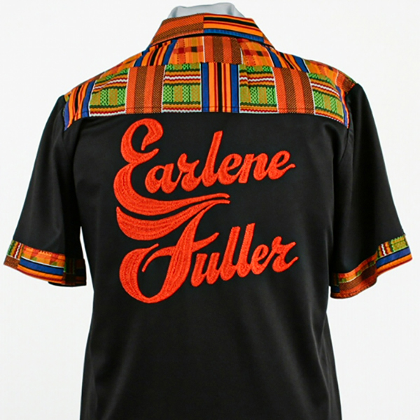 Earlene Fuller's bowling shirt - back, c. 1995